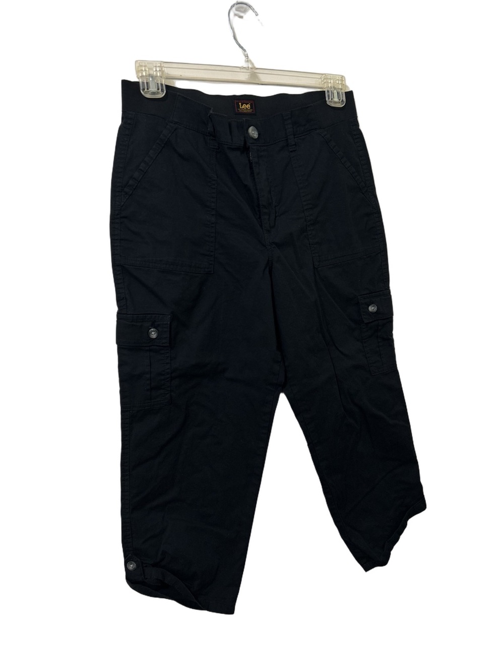 Lee Women’s Flex-To Go Cargo Capris Mid Rise Black size 12